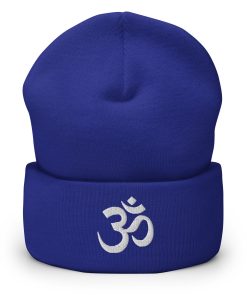 om symbol bestickte warme winter umgeschlagene hut yoga beanie 6452