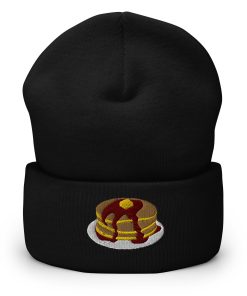 pfannkuchen mit sirup bestickte warme winter umgeschlagene hut frühstücksliebhaber hut 3474