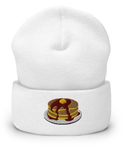 pfannkuchen mit sirup bestickte warme winter umgeschlagene hut frühstücksliebhaber hut 3752