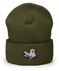 pixel huhn bestickte warme umgeschlagene hut videospiel hut 2630