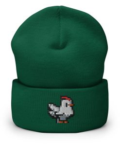 pixel huhn bestickte warme umgeschlagene hut videospiel hut 4120