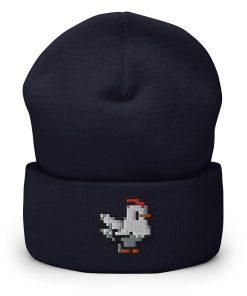 pixel huhn bestickte warme umgeschlagene hut videospiel hut 5237