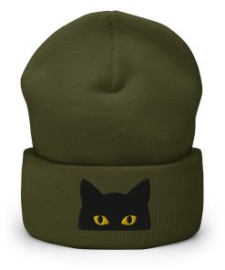 schwarze katze bestickte warme umgeschlagene hut geschenk für katzenmutter 2841