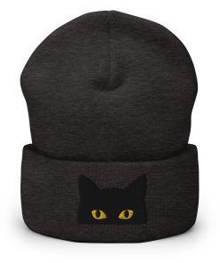 schwarze katze bestickte warme umgeschlagene hut geschenk für katzenmutter 7087