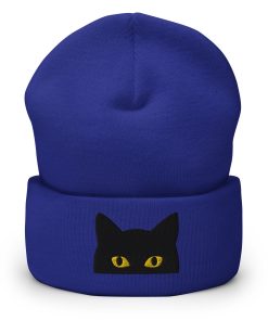 schwarze katze bestickte warme umgeschlagene hut geschenk für katzenmutter 8868