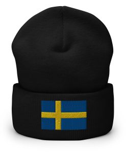 Schweden Flagge Bestickte Warme Winter Umgeschlagene Hut Schweden Geschenk schweden flagge bestickte warme winter umgeschlagene hut schweden geschenk 2653