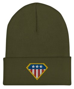 amerikanischer superheld bestickte cuffed beanie 7803