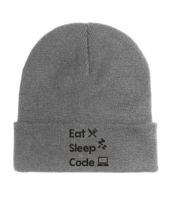 eat sleep code nerd beanie komfortabel und warm 2778