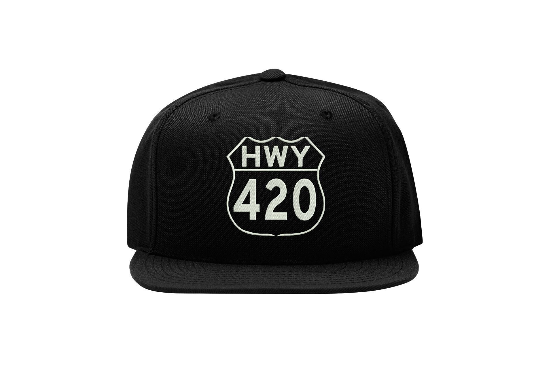 highway 420 snapback cap – lustig für cannabis weed, flat bill cap 4206