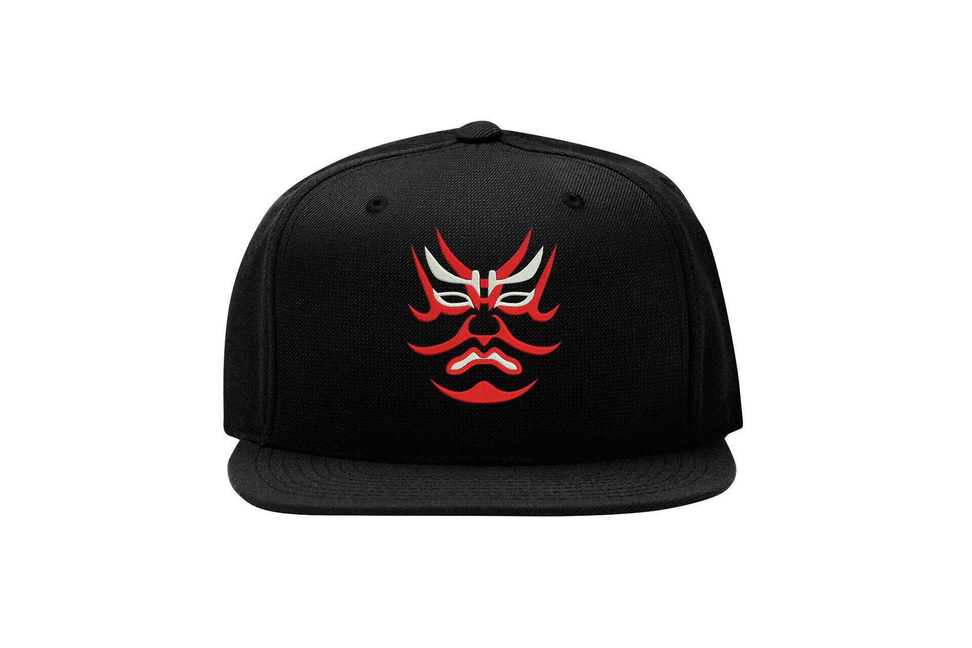 Kumadori Kabuki Snapback Cap – Japanische Kunst, Flat Bill Cap kumadori kabuki snapback cap – japanische kunst, flat bill cap 4933