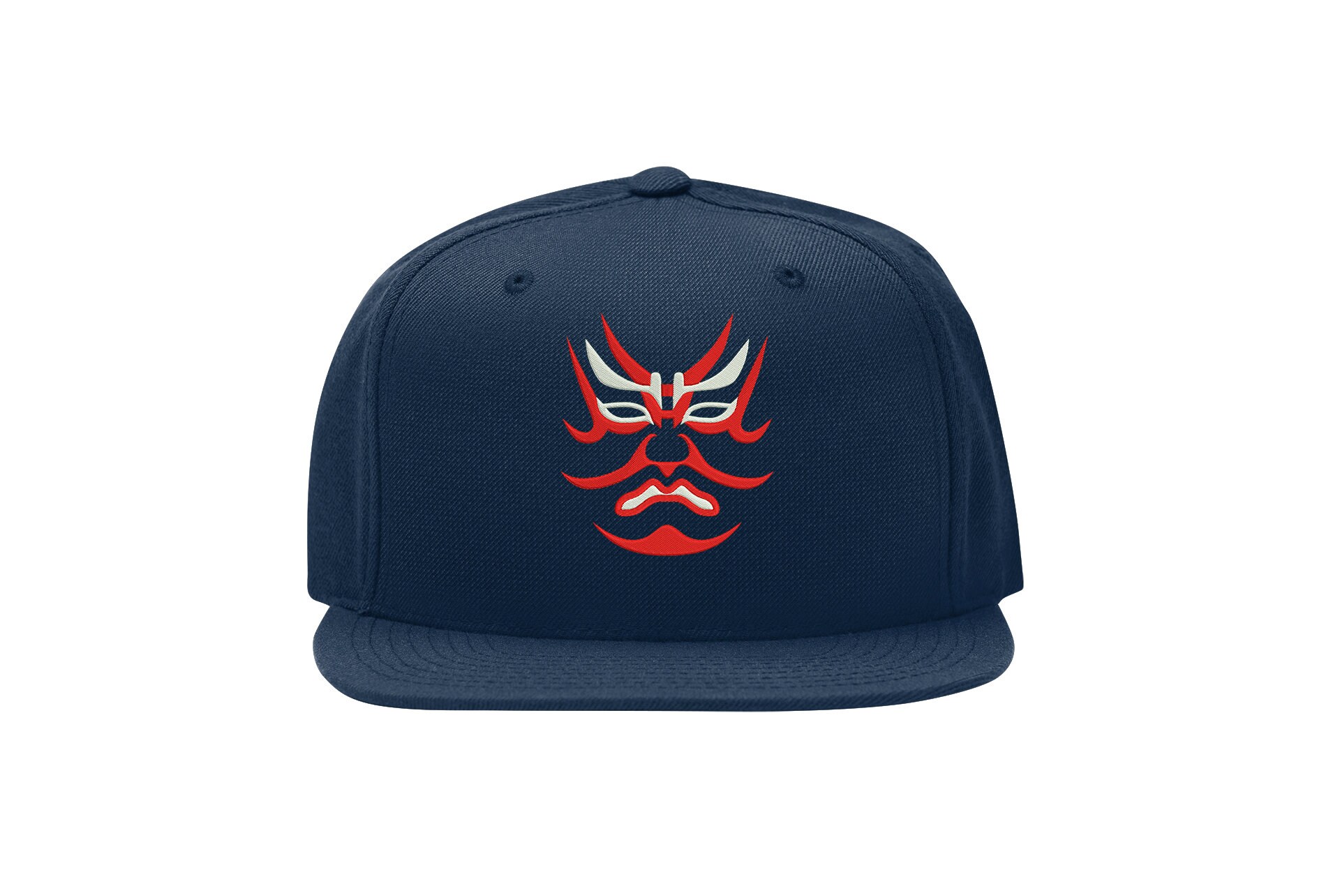 Kumadori Kabuki Snapback Cap – Japanische Kunst, Flat Bill Cap kumadori kabuki snapback cap – japanische kunst, flat bill cap 7587