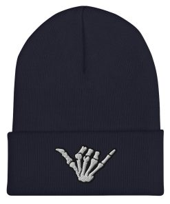 skelett hang loose hand bestickte cuffed beanie 2897