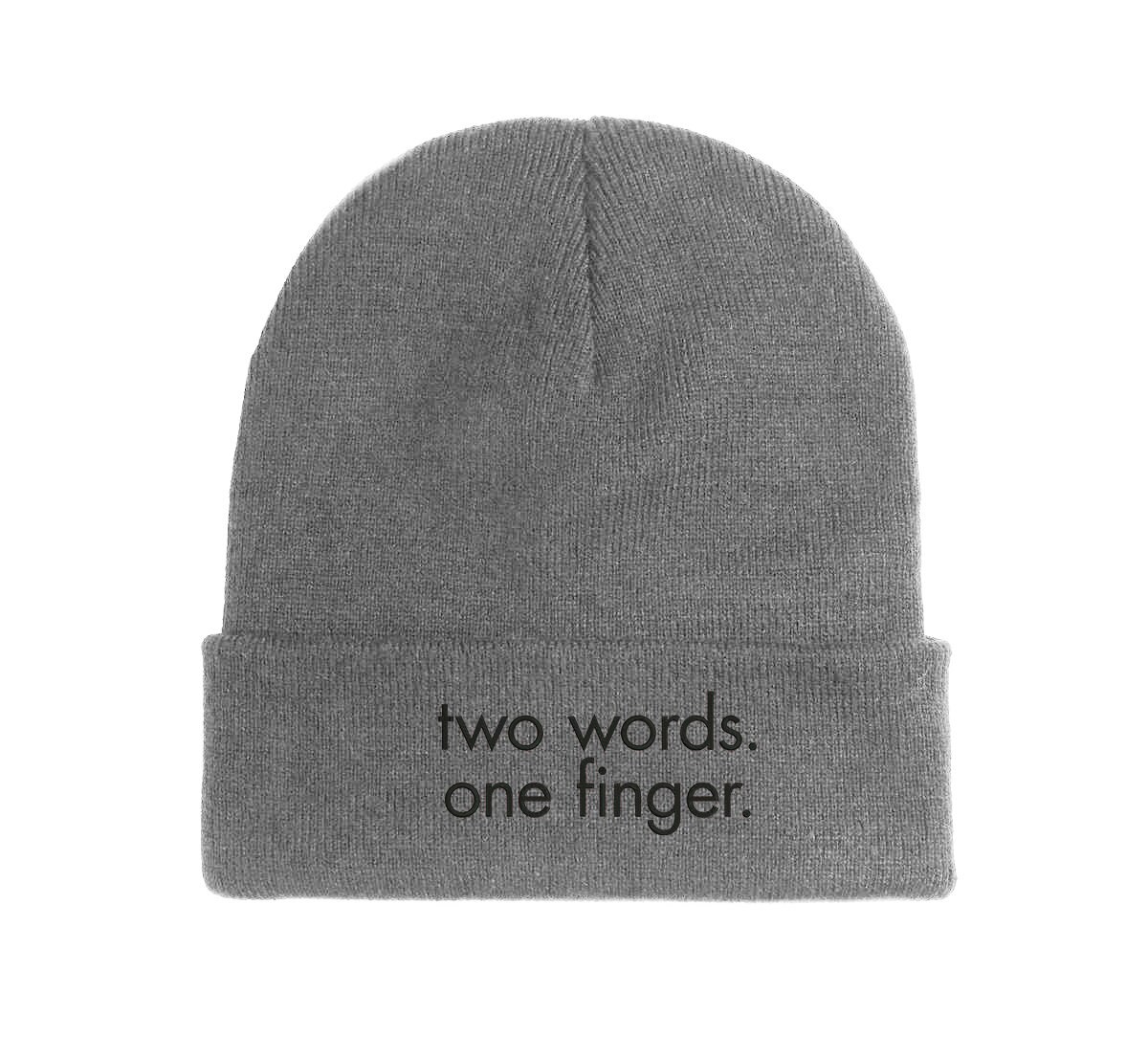 Two Words One Finger Beanie Lustig für Herbst und Winter two words one finger beanie lustig für herbst und winter 5370