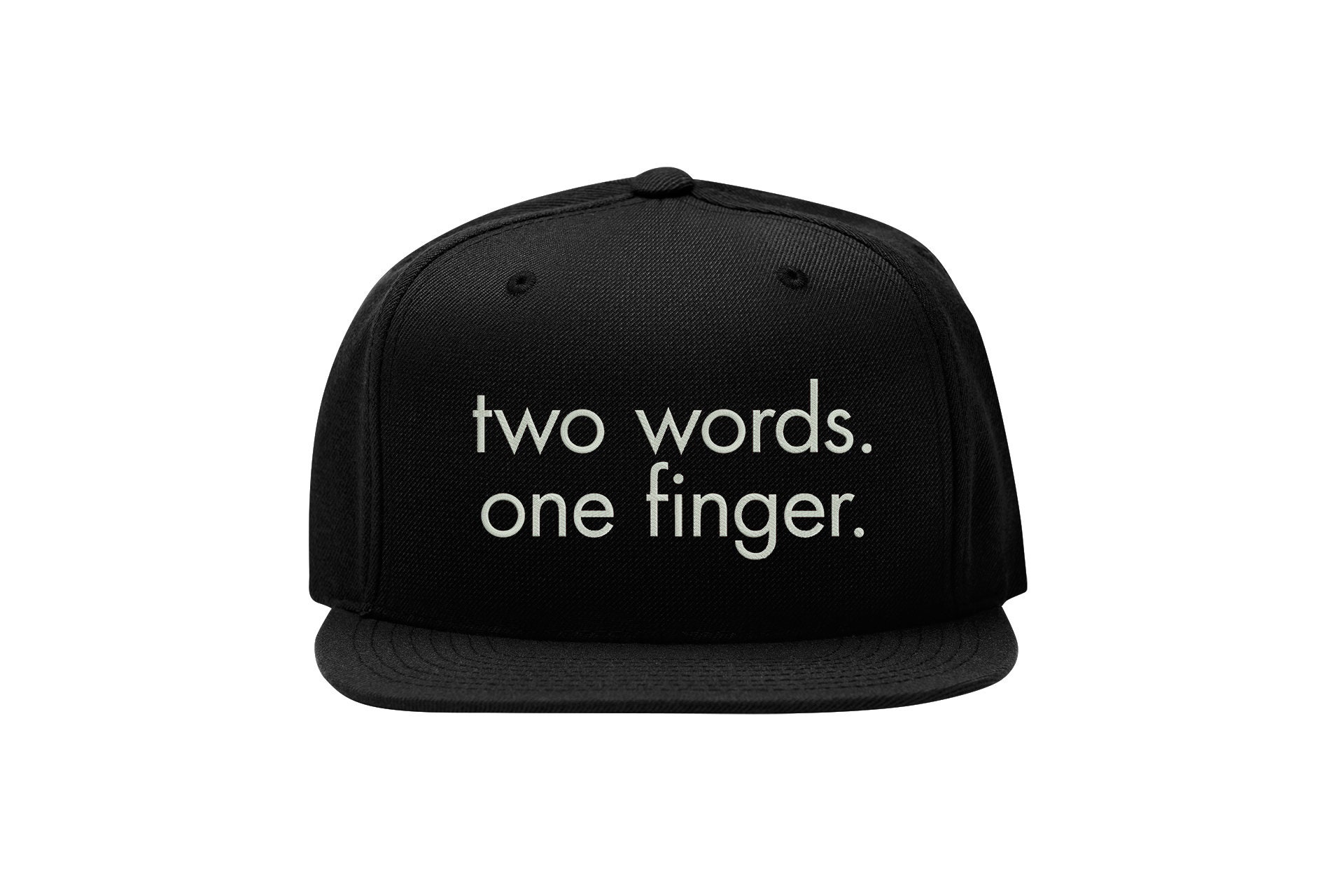 Two Words One Finger Snapback Cap – Lustiger Slogan, Flat Bill Cap two words one finger snapback cap – lustiger slogan, flat bill cap 6978
